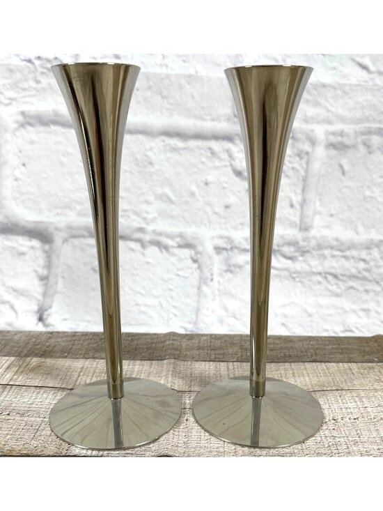 Arthur Salm Solingen Other - Vintage Pair Solingen Germany Steel Trumpet Candle Holder MCM Taper Candlesticks